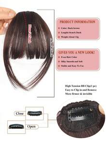 Women's Clip-In French Bangs Hair Piece, No Sideburns, Synthetic Hair, Natural Style, Heat-Resistant Fiber, Lightweight Invisible Clip-In Hair Accessory - Multicolor - View 5