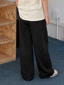 Teen Boys Streetwear Galaxy Print Wide Leg Sweatpants Relaxed Fit - Black - View 8