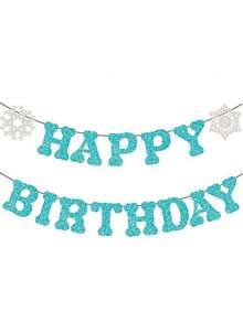 1Set Winter Happy Birthday Paper Banner, Multi‑Color Glitter Letter Garland With Snowflake Accent, Birthday Hanging Pennant For Birthday Party, Indoor Wall, Mantel, Backdrop & Photo Booth Party Decor - View 13