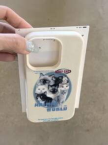 1件 白色貓咪框架極簡個性化 TPU 防震全包覆手機殼，適用於 Apple 18 17 16 15 14 13 12 11 Pro Max Air 及系列 - 彩色 - 查看 1