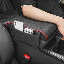 Artificial Leather Car Armrest Box Pad Center Console Arm Rest Protector Cover With Storage Pocket Elbow Rest Cushion - Multicolor - View 3