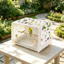 1pc Star Print Bird Cage Cover, Lace Trim Light-Blocking Shade With Side Storage Pocket, Dust-Proof And Food-Splatter-Resistant, Suitable For Small Parrots And Parrots, Bird Cage Accessory For Daily Rest And Decoration - View 5