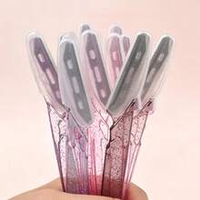 8pcs Mini Manual Crystal Handle Safety Net Anti-Scratch Makeup Eyebrow Trimmer, Portable Eyebrow Shaver And Hair Removal Razor, Face Razor, Wax Hair Removal, Shaver For Women - Multicolor - View 6