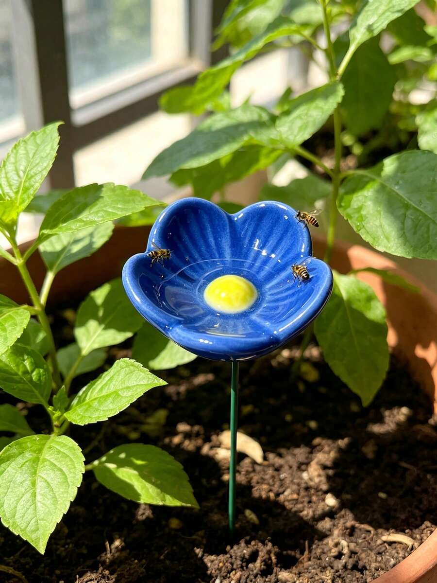 花園蜜蜂飲水杯 花朵造型蜜蜂飲水器 樹脂仿真勿忘我 1/5件組 桌面擺飾 花園裝飾 適用戶外花園 派對裝飾 花園用品 戶外裝飾 - 多色 - 查看 1