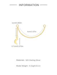 1PC 925 Sterling Silver Dainty Moon Dangle Charm Chain Pendant Convertible Ear Chain Earring Accessory Connector For Daily Wear Girls And Men Party - Gold - View 6