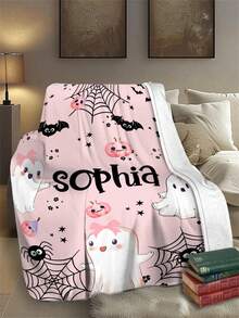 1 pieza Manta personalizada de Halloween, Regalo personalizado, Para niño, Manta personalizada, Manta de sofá personalizada, Manta de bebé personalizada, Manta para recién nacido, Adecuada para el Día de la Madre, Cumpleaños, Día del Niño, Día del Padre, Boda, Navidad, Halloween, Adecuada para el sofá del hogar, Cama, Coche, Dormitorio, Sala de estar, Manta de sofá, Alfombra, Ropa de cama del hogar, Manta personalizada. - Multicolor - Ver 3