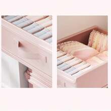 Pink Divided Underwear Storage Box, Foldable Closet Clothing Organizer, 3-In-1 Underwear Storage Bin, Suitable For Closet Underwear, Socks, Ties, Scarves, Drawer Storage, Bedroom Closet Storage, Home And Back To School Essential Accessory - View 7