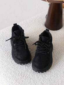 1 Pair New Style Children's Soft Sole Boots, Comfortable And Stylish For Boys - Black - View 4