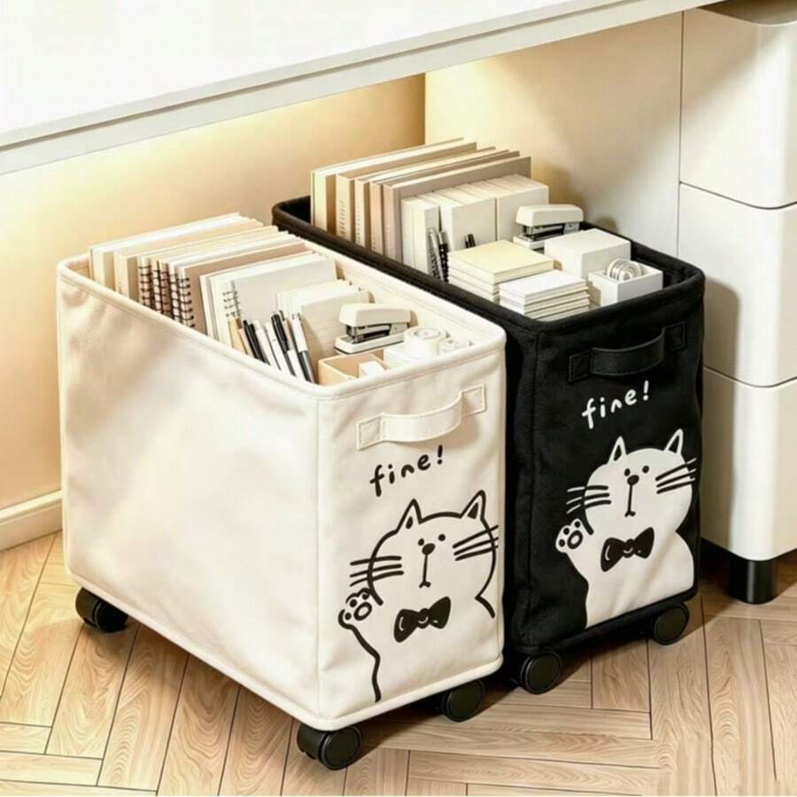 Under-Desk Rolling Storage Cart, Mobile Office Storage Bin, Available In White And Black-Perfect For Office And Home Storage - Black - View 1