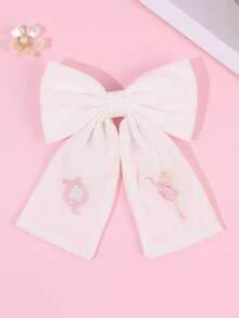 1件女孩26字母白色布藝蝴蝶結髮夾，舞者刺繡髮夾，優雅兒童髮飾，適合日常配戴、派對禮物 - 彩色 - 查看 34