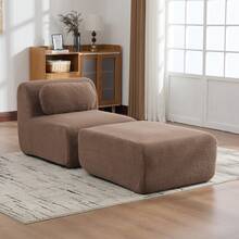 Camel 1 Seat Sofa - Chenille Fabric - Camel 1 Seat - View 1