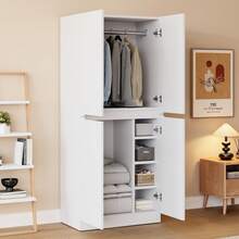 Wardrobe Frame 70 X 40 X 170 Cm, White, Wooden Frame - White - View 1