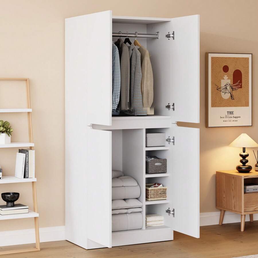 Wardrobe Frame 70 X 40 X 170 Cm, White, Wooden Frame - White - View 1