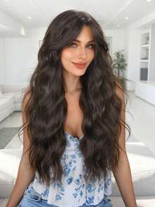 Blonde Wave Wig With Bangs Long Wavy Wig For Women 26 Inch | Soft Synthetic Fiber, Natural Bangs, Beginner Friendly, Daily And Halloween Wear - Multicolor - View 13