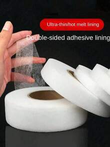 1 Roll Double-Sided Adhesive Backing Fabric, Sticky Fabric, Non-Woven Fabric Hemming Tape, Suitable For Clothing Accessories, Also Suitable For Curtains, Pants Length Cutting And Handmade Crafts, Easy To Use Without Sewing (1/1.5/2/3cm Wide) - Multicolor - View 3
