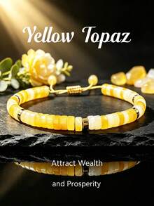 Yellow Topaz Adjustable Bracelet, Wealth & Abundance Crystal Bracelet, Bohemian Versatile Unisex Jewelry Gift - Multicolor - View 1