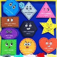 Quixorblex 1 Set Colorful Geometric Shape Felt Lacing Cards, Threading & Shape Matching Felt Kit, Classroom Play Supplies - Multicolor - View 12