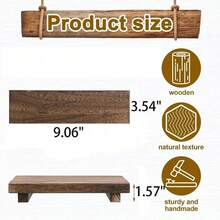 Wooden Bathroom Tray 9.1" X 3.5" X 1.6", Rustic Farmhouse Wood Pedestal Soap & Candle Holder, Handmade Natural Texture Display Shelf For Bathroom Vanity, Kitchen Countertop, Sink, Office Desk & Home Decor – Coffee/Black - A - View 6