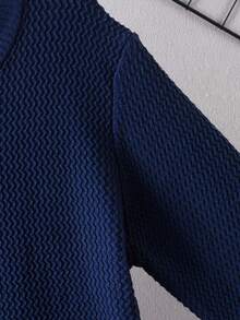 Boys' Round Neck Long Sleeve Knitted Sweater With Fine Ribbed Texture, Contrast Trim Design, Simple Casual Versatile Pullover, Suitable For School Daily Wear In Autumn/Winter - Navy Blue - View 8