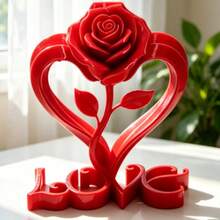 Best-Selling 2D Printed Red Rose Heart-Shaped Ornament, Creative Valentine's Day Gift For Wife, Lover, Girlfriend - B - View 5