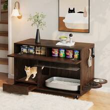 Cat Tree With Cat Mat, Cat Furniture, Pet Cabinet With Rattan Drawer, Pet Sideboard/TV Stand, No Cat Box, White, 120x50x65 - Single Door, 100*45,5*67 cm - View 7