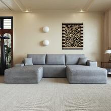 270cm Grey Modular Chaise Lounge - No Assembly Required - 灰色四座 - 查看 6