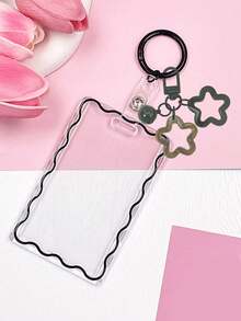Transparent ID Card Holder With Star Bell Keychain, Durable And Fashionable, Designed For Women. Made Of Playful And Practical Plastic Structure, Essential For Campus Life, Beautiful Design, Equipped With Star Bell Buckle, Can Store ID Card, Bank Card, Bus Card And Keys, Essential ID Protection Holder For Campus Life, Essential For Students, Practical And Fashionable, Fashionable Keychain, Suitable For ID Card, Credit Card, Bus Pass And Keys, Back To School Season, Graduation Season, Teacher's Day - Multicolor - View 18