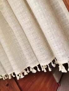 1pc Woven Lace Small Window Curtain, Suitable For Home Daily Decoration And Holidays - Beige - View 9