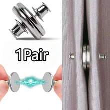 1Pair/2/4/5/7Pairs Magnetic Curtain Clips, Curtain Magnet Clips Magnetic Fixing Buckle, Suitable For Shower Curtains, Sewing Closure, Wall And Door Stickers - Silver - View 17