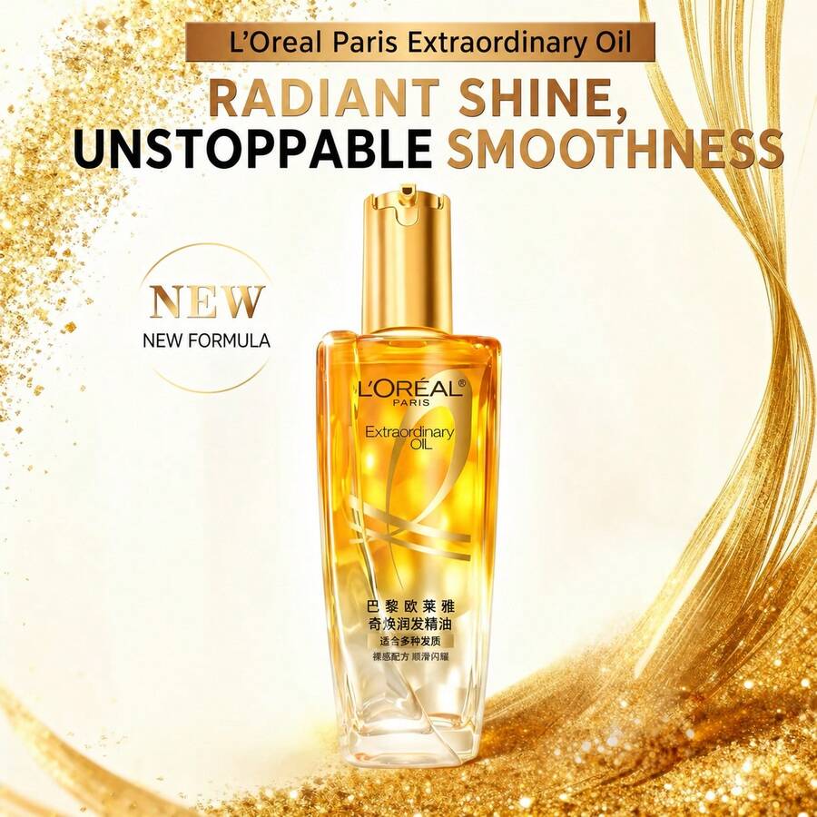 Serum Rambut Extraordinary Oil L'Oréal Paris 100ml, Tutup Emas Versi Baru, Cocok Untuk Semua Jenis Rambut, Halus dan Berkilau Tanpa Rasa Berminyak, Cocok Untuk Rambut yang Dikeriting dan Dicat - 100 ml - View 1