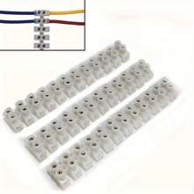 1pc 10A 12-Position Terminal Block, Wiring Post, Terminal Strip - White - View 1