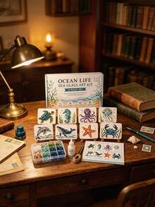1 Set DIY Acrylic Mosaic Art Kit, Cute 3D Ocean Animal Handmade, Easy Assembly No Tools Required, Create Exquisite Ocean Artwork, Suitable For Beach Home/Wall/Desktop Decor, Colorful Glass Fragments With Sturdy Base, Perfect Gift For Adult Beginners And Craft Enthusiasts - Multiple Styles - View 6