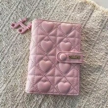Quilted Heart-Shaped Passport Wallet With Musical Note Charm, Multi-Card Slots Travel Bag For Women - Multicolor - View 9