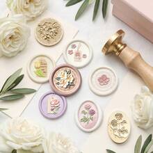 1pc Floral Embossed Wax Seal Stamp Copper Head - Perfect For Love Letters, Invitations, Holiday Cards, Journals, Scrapbooking, DIY Crafts - Embossed Floral Stamp Head/1Pcs - View 3