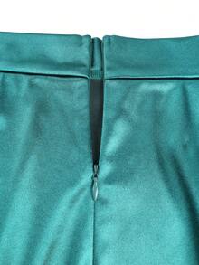 Curvy Women Elegant Satin Two Pieces Set Button Front Peplum Top And Midi Pencil Skirt Slim Fit Business Party Office Work Wear Fall Outfit - Green - View 9