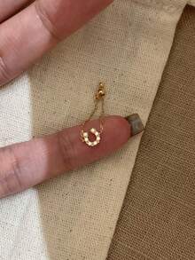 1件装不锈钢时尚小巧精致方形钻石拉环，优雅创意设计，大气时尚，适合女性日常佩戴 - 金黃色 - 查看 1