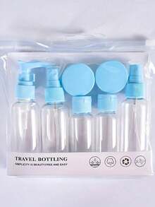 7pcs Travel Refillable Bottle Set With Toiletry Bag, Leak-Proof Liquid Dispenser Bottles, Portable Toiletry Container Set For Lotion, Shampoo, Cream, Soap, Travel Essentials, Back To School - Multicolor - View 14