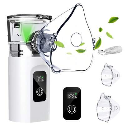 VCBB Rechargeable LED Screen Nebulizer, Portable Nebulizer, Mesh Nebulizer, Featuring Automatic Cleaning Function. Suitable For COPD, Asthma, And Bronchitis. Ideal For Home, Office, And Outdoor Use.