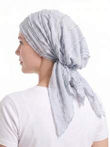 Pre‑Tied Crinkle Lace Head Wrap For Women, Soft Breathable Turban Scarf, Stylish Lightweight Head Cover For Daily Use - Color - View 27