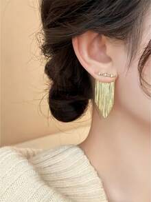 1 Pair Fashion Minimalist Long Tassel Gold Elegant Elegant Earrings - Gold - View 5