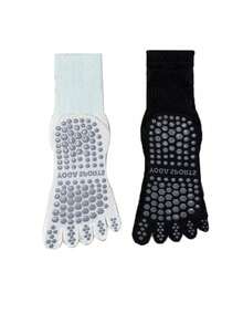 1/2/3 Pairs Solid Color Non-Slip Yoga Socks, Sports Fitness Indoor Toe Socks, Pilates Specialized Five-Finger Socks, Fall Socks - Multicolor - View 16