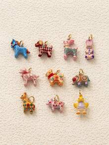 1pc Cute Animal Pendant, Exquisite Cartoon Style, 14k Gold Plated Copper Material, Suitable For DIY Creative Necklace, Bracelet, Earrings, Bag Chain, Keychain, Waterproof And Sweat-Resistant, Suitable For Daily Casual Wear - Multicolor - View 6