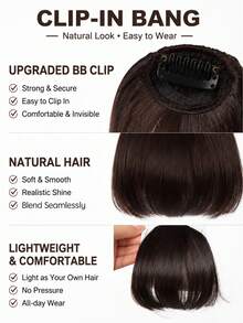 Women's Clip-In French Bangs Hair Piece, No Sideburns, Synthetic Hair, Natural Style, Heat-Resistant Fiber, Lightweight Invisible Clip-In Hair Accessory - Multicolor - View 3