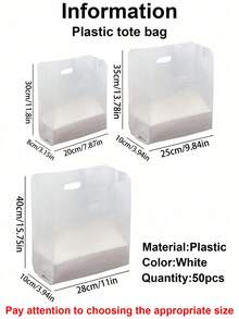 50pcs Transparent Plastic Gift Bags With Handles - Suitable For Salads, Cakes, Pizzas, Breads, Desserts, Cookies And Candies - Ideal For Weddings, Birthdays And Parties - Multiple Specifications - View 3
