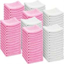 Face Towels 6/12/24pcs, Super Soft Skin-Friendly Face Cloth, Suitable For Sensitive Skin, 10x10/12x28 Inch Small/Large Face Towels, Reusable Washable Makeup Remover Cloth, Easy To Rinse Multi-Color Facial Cleansing Towels - Pink+White - View 1