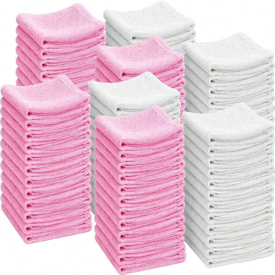Face Towels 6/12/24pcs, Super Soft Skin-Friendly Face Cloth, Suitable For Sensitive Skin, 10x10/12x28 Inch Small/Large Face Towels, Reusable Washable Makeup Remover Cloth, Easy To Rinse Multi-Color Facial Cleansing Towels - Pink+White - View 1