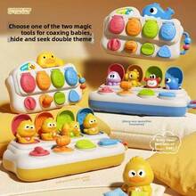 Boneka Edukasi Kotak Mekanik Ciluk-Ba Seru untuk Bayi dan Balita, Boneka Tekan dan Muncul Bertema Bebek Kuning Laut, Pencerahan Kognitif Sebab-Akibat, Pengalaman Sensorik Tombol Multi-Tekstur, Mengembangkan Keterampilan Motorik Halus dan Konsentrasi, Boneka Pembelajaran Awal Interaktif yang Tahan Lama untuk Bayi - MultiWarna - View 4
