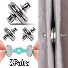 1Pair/2/3/4/5/6Pairs Magnetic Curtain Closure Clips, Light-Blocking Wind-Proof, Tool-Free Installation No Drilling, Reusable - Silver - View 16