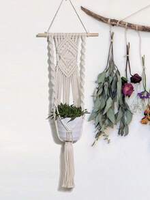 1pc Bohemian Style Handmade Woven Hanging Basket Multi-Functional Mesh Holder, Indoor Home Decor, Room Decoration, Holiday Gift, Different Sizes Hanging Flower Pot Basket, With Beads No Tassels, Flower Pot And Plants Not Included - Multicolor - View 9