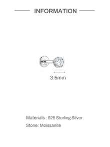 1Pc 0.03-0.3ct 925 Sterling Silver Moissanite Nose Stud Hypoallergenic Cartilage Body Piercing Jewelry For Women Men Daily Wedding Bridal Wear & Gifts - Silver - View 14